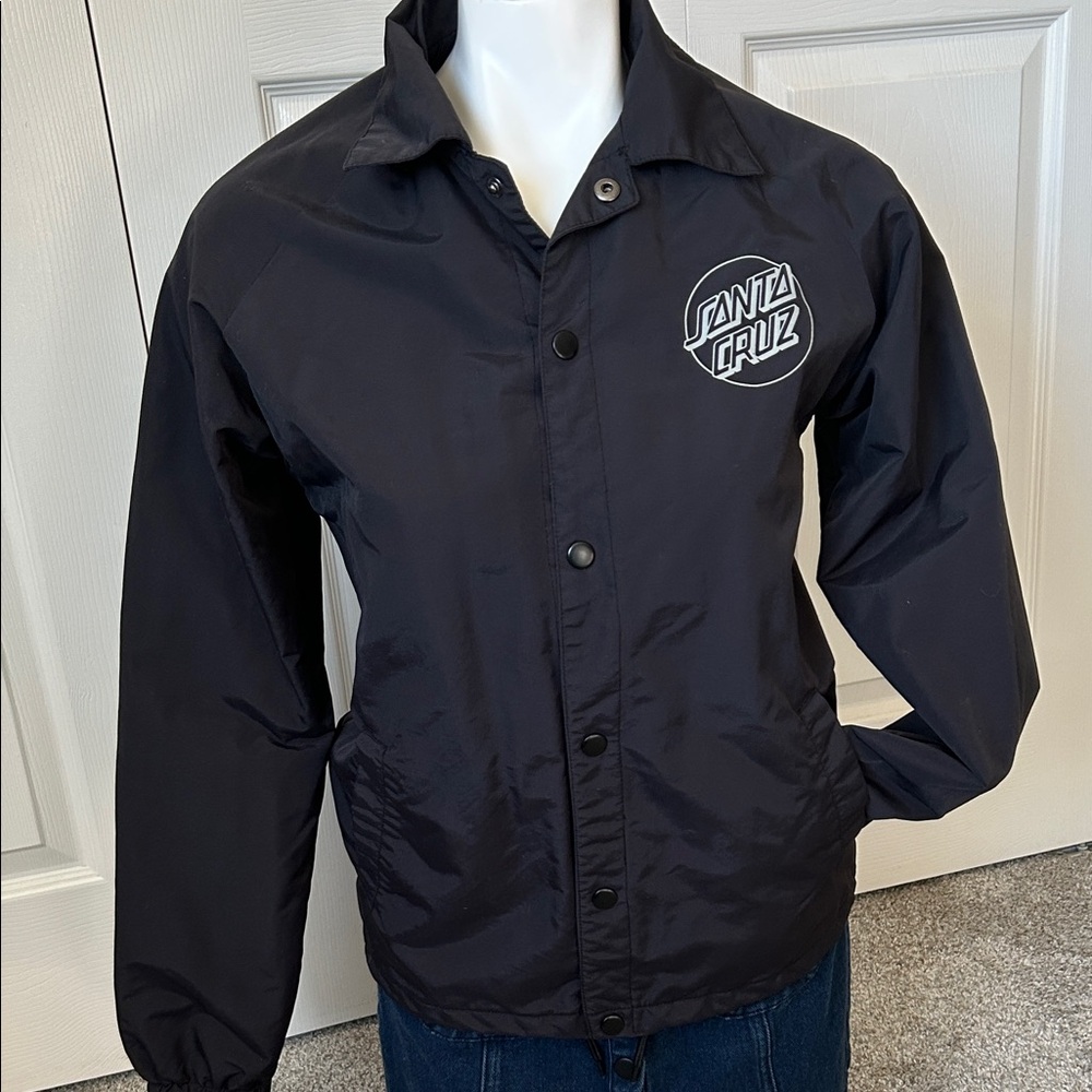 Santa Cruz Skateboards Black Windbreaker Jacket Size XS